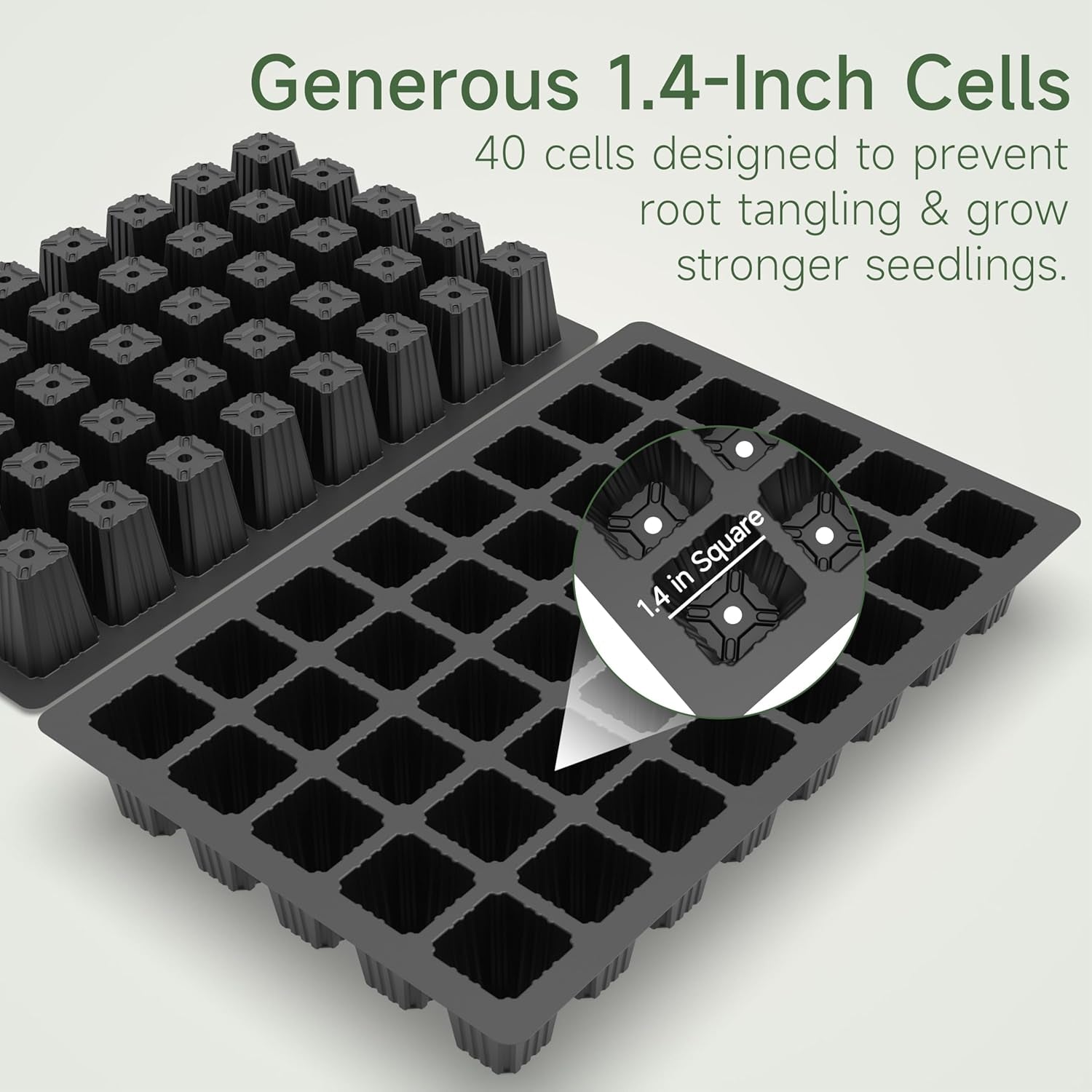5-Set Garden Propagator Set, Seed Tray Kits with 200-Cell, Seed Starter Tray with Dome and Base 15" X 9" (40-Cell per Tray)