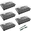 5-Set Garden Propagator Set, Seed Tray Kits with 200-Cell, Seed Starter Tray with Dome and Base 15" X 9" (40-Cell per Tray)
