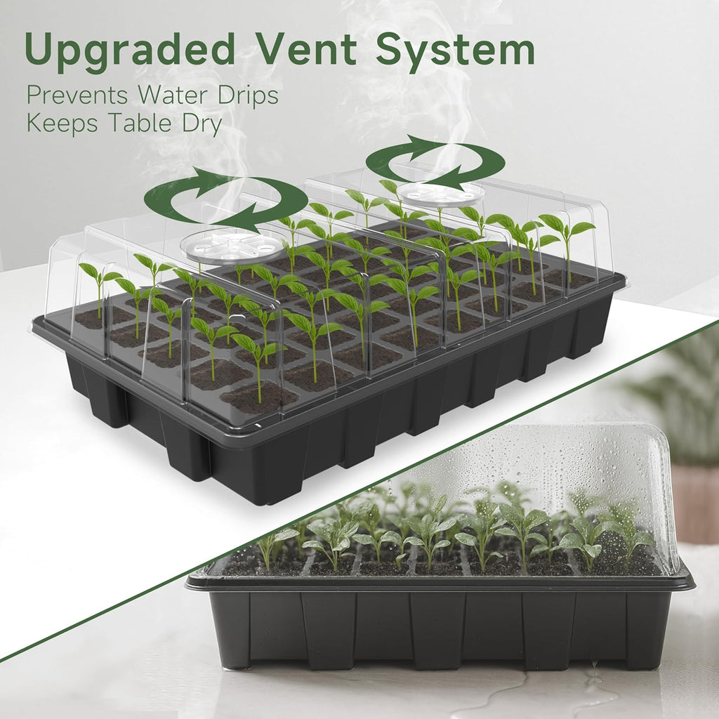 5-Set Garden Propagator Set, Seed Tray Kits with 200-Cell, Seed Starter Tray with Dome and Base 15" X 9" (40-Cell per Tray)